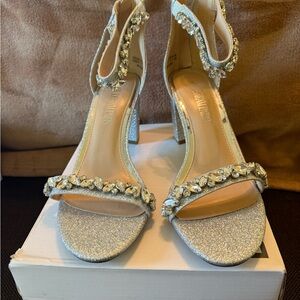 Dream Pairs Glittering Silver Heels with Embellishments